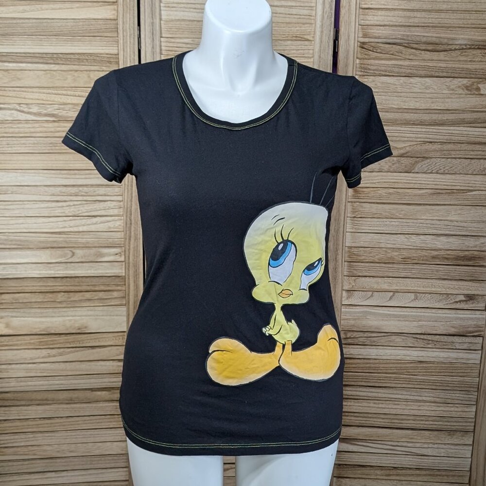Looney Tones T-Shirt Tweety Bird Graphic T-Shirt Black Sleepwear Size Large